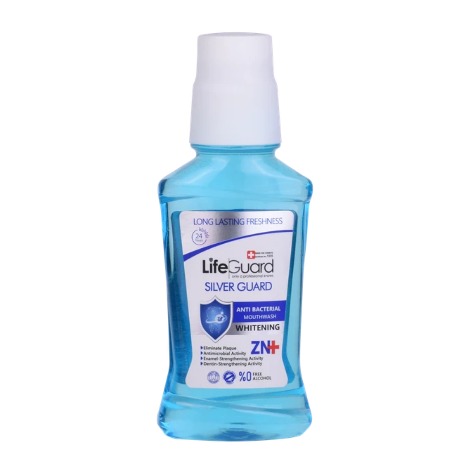 lifeguard whitening mouth wash دهانشویه بزرگسال سفیدکننده (Silver Guard) برند لایف گارد با حجم 270 میلی لیتر